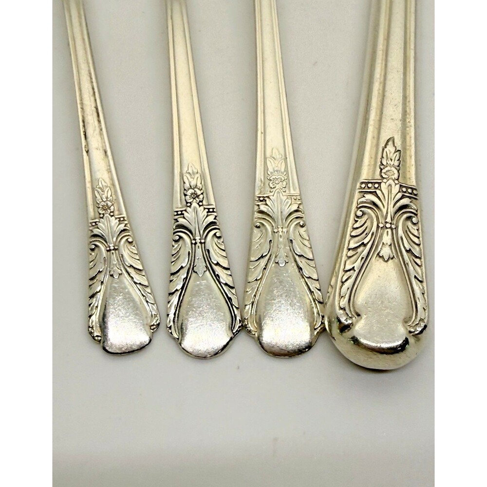 Wm Rogers Avalon Cabin Silverplate Flatware Set 4pc Knife Fork Spoon 1940s - Picture 3 of 16